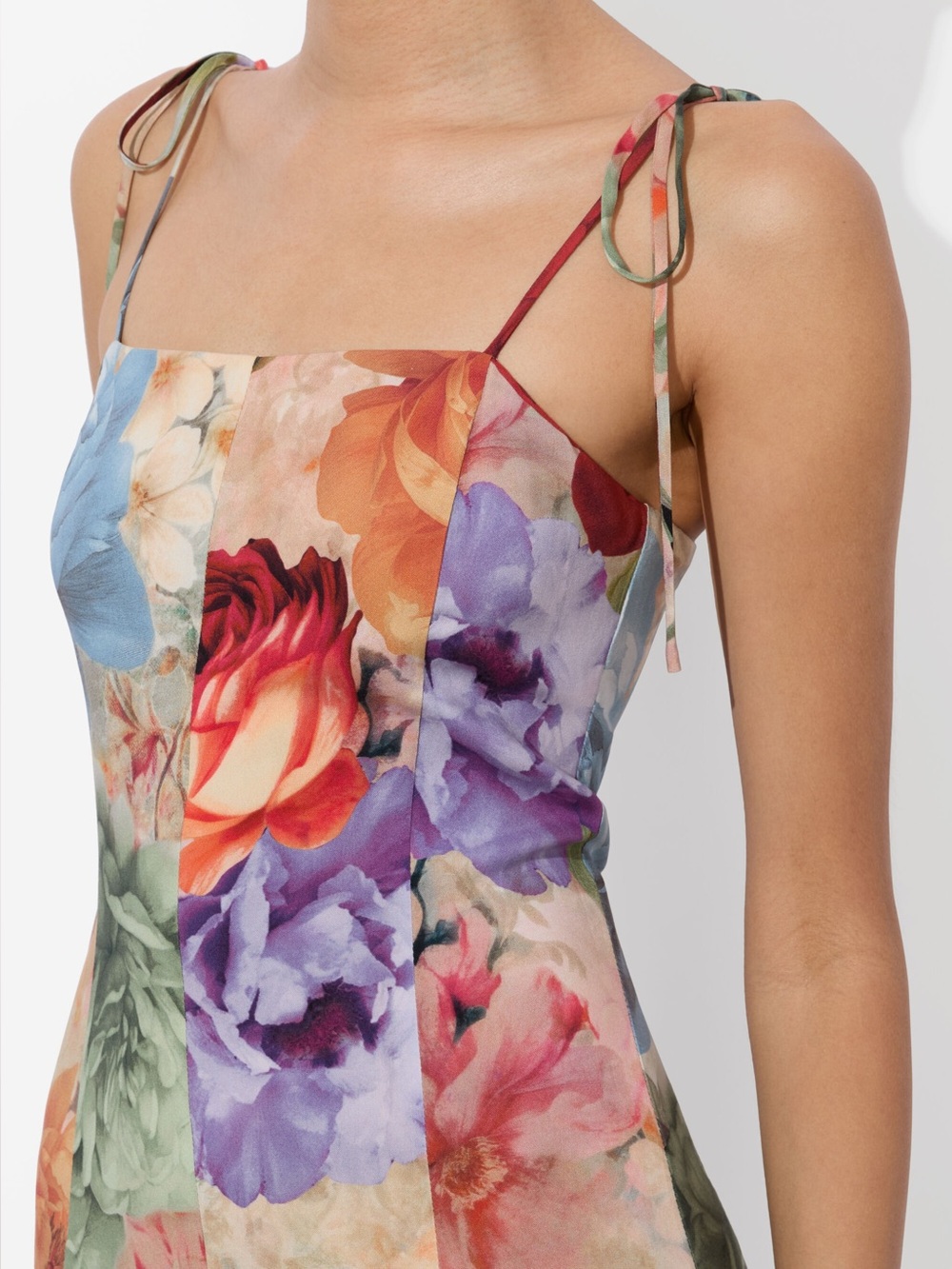 NWT $595 Alice + Olivia Jeanette Pleated Floral-Print Crepe De Chine Midi Dress - Picture 6 of 12
